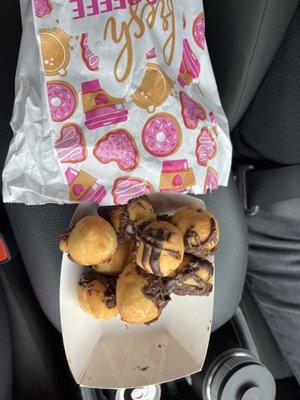 Chocolate drizzled donut holes