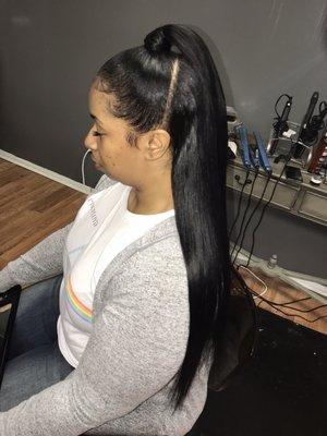 Half up half down quick weave