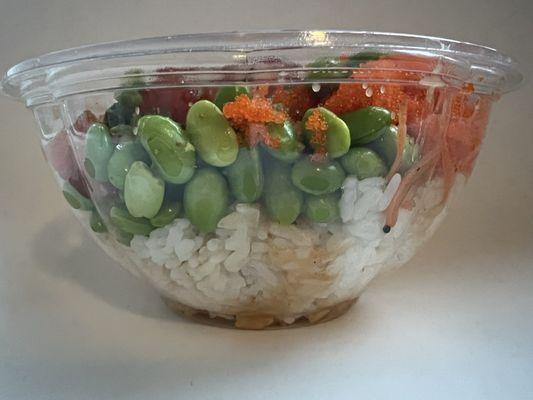 Build Your Own - Poke with tuna, rice, edamame, masago, spring mix, shredded carrots, and gluten free ginger miso