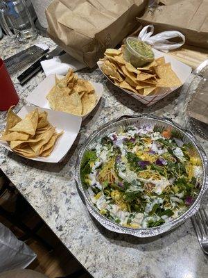 Steak Burrito Bowl and Chips and Guacamole