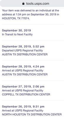 Trying to show you how far my mail traveled. I just want to send a certified mail 2 miles from point A to Point B