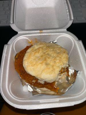 Hot lemon pepper chicken biscuit