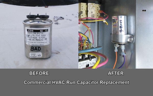 Commercial run capacitor replacement.