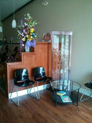 Our waterfall in the waiting area.