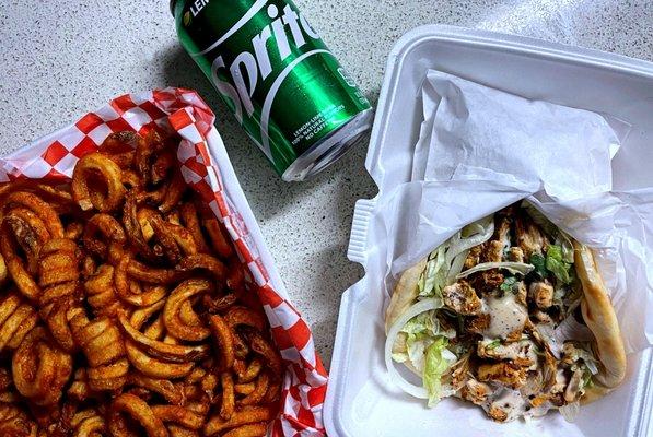 chicken wrap + curly fries  - falafel corner (delivered by doordash) - sacramento