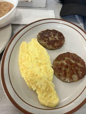 Eggs and sausage patties