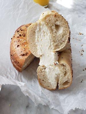 Everything bagel with cream cheese