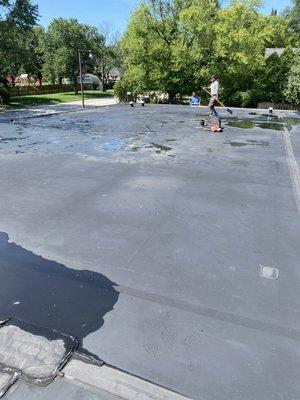 Cleaning roof for repair