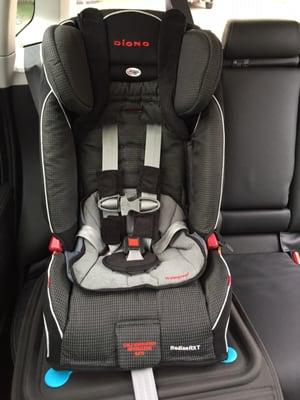 Plenty of rear seat room for a car seat (Diono Radian RXT).