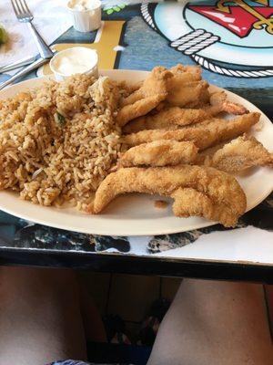 Shrimp shrimp fried rice and fish fillet