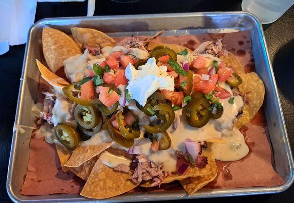 Delta Nachos with pulled pork, yum!!