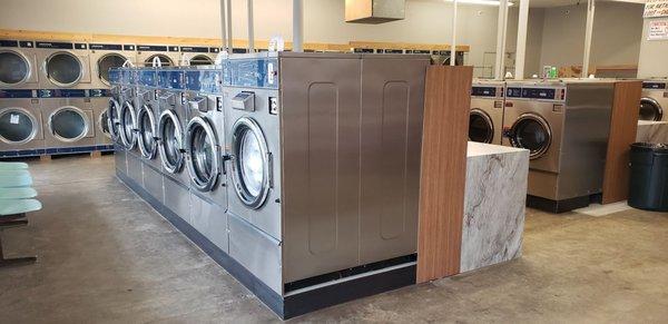 Huge washers so you can do 1 load as opposed to 2 or 3. Saving you time and money