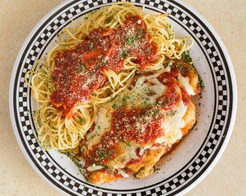 Chicken Parmesan Dinner with pasta