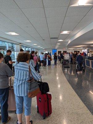 This was the line for Avis/Budget today at GRR! Thankfully I had reserved a car with Alamo. There was no line.