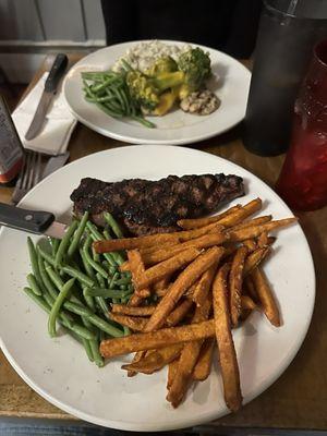 Strip steak & grilled chicken broccoli cheddar. The best