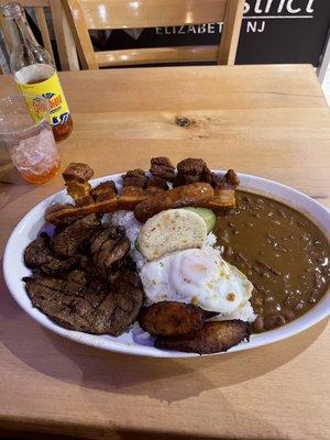 Bandeja Paisa, with all the protein you can ask for, carbs and some other stuff that makes it the perfect dish for anyone with an open mind!