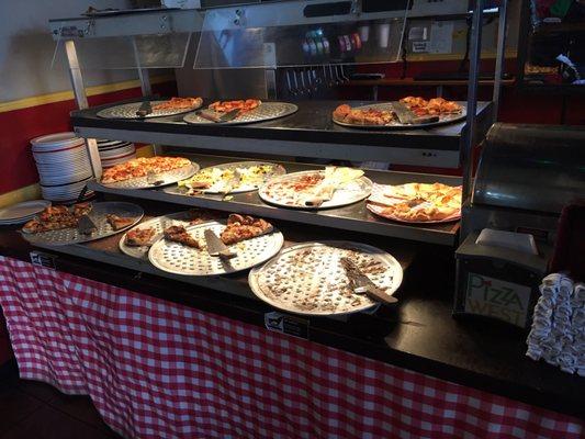 Pizza section of the buffet