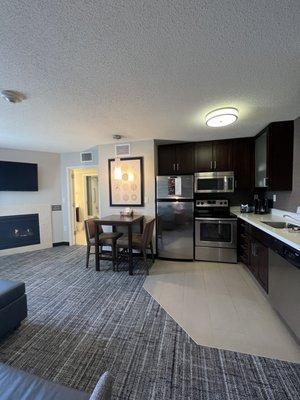 Wide view of Living Room & Kitchen