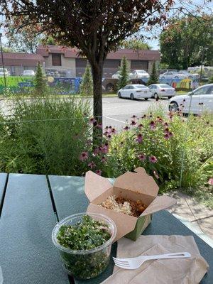 Under $10 Massaged Kale Salad & (Taco Bar) Lime Rice, Pozole, Lentils, Shredded Chicken