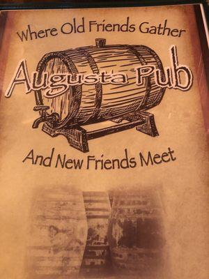 Cover for Augusta Pub menu