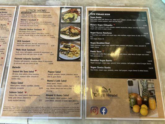 Mama's Egg House Menu