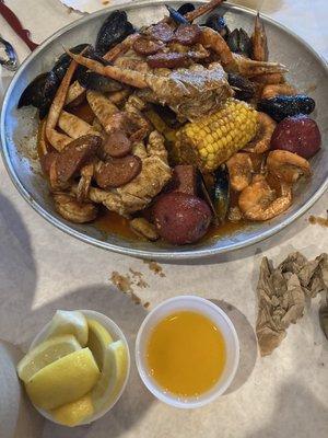 Seafood Boil-shrimp, black mussels and crab legs