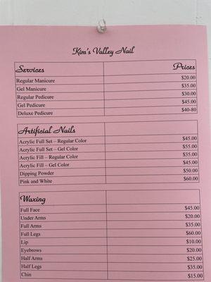 Price list