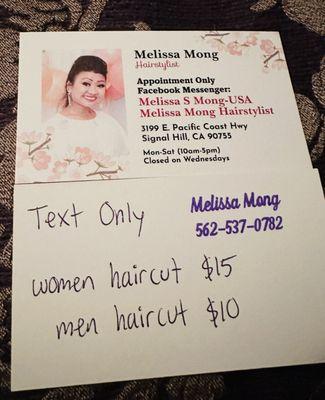 Give her a text for accurate pricing.  I'm sure her price is better than most places.