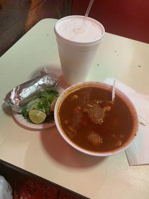 Menudo (came with tortillas and toppings on the side)