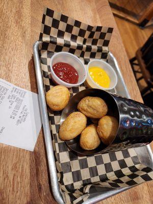 Mini corn dogs.