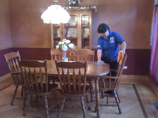 Cleaning dining room