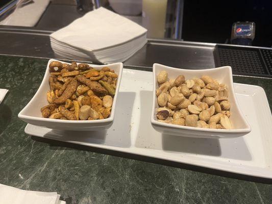 Complimentary nuts at the bar