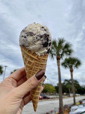 Cookies and cream in a waffle cone