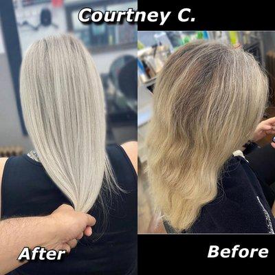 Our client Courtney came to us to update her "foilyage" color style. (Was taken on July 9th, 2022)