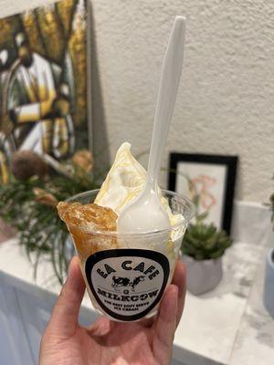 Honeycomb milk soft serve