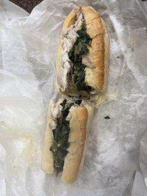 Roast pork and spinach sub