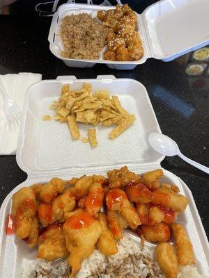 81. Sweet & Sour Chicken and 83. Sesame Chicken