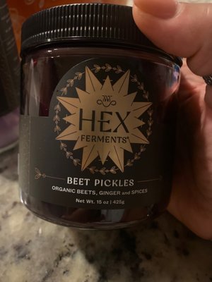 Beet Pickles ( organic beets, ginger, and spices). This is really tasty.