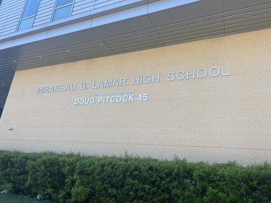 Outside of Lamar High School where it's located