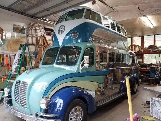 Magic bus built by Randy Grubb. We were fortunate enough to build him the motor for this.