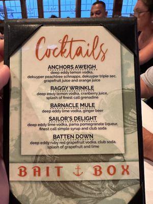 Cocktail menu