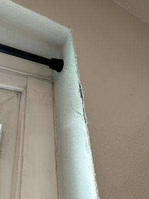 Damaged wall for wrong measurements.