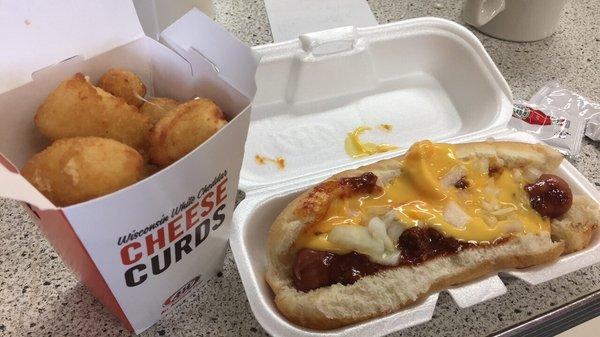 Coney dog and cheese curds