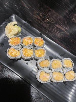 Spicy crab and spicy yellowtail rolls