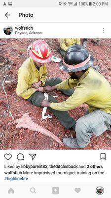 Learning improvised tourniquet construction and placement in a wildland fire environment