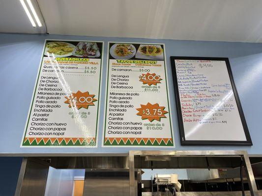 Menu inside the deli