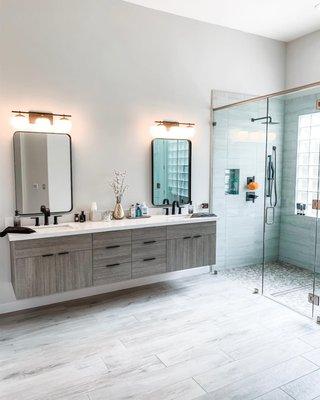 Complete Master bathroom remodel complete with Sollid Cabinetry