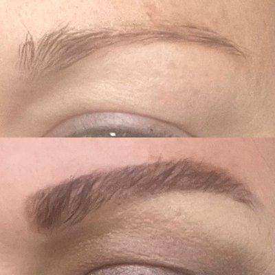 Before and after eyebrow lamination $105