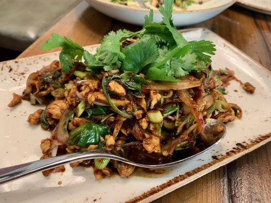 Basil Cumin Chicken - Wok Tossed with Fresh Basil, Shallots, and Spices