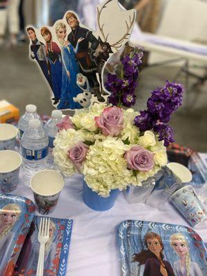 My daughters 5th bday frozen centerpieces